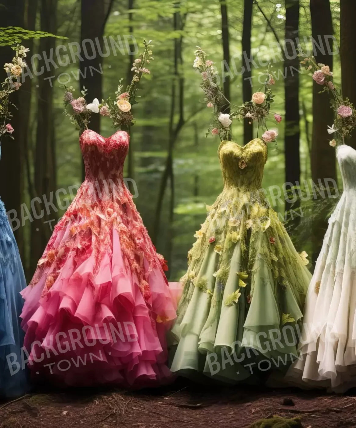 Dresses, Blue, Pink , Green Backdrop for Photography