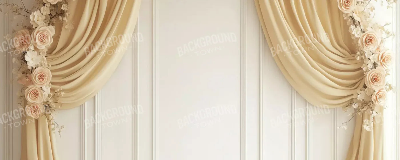 Beige Floral Arch Wall 20’x8’ UltraCloth (240 x 96 inch) Backdrop