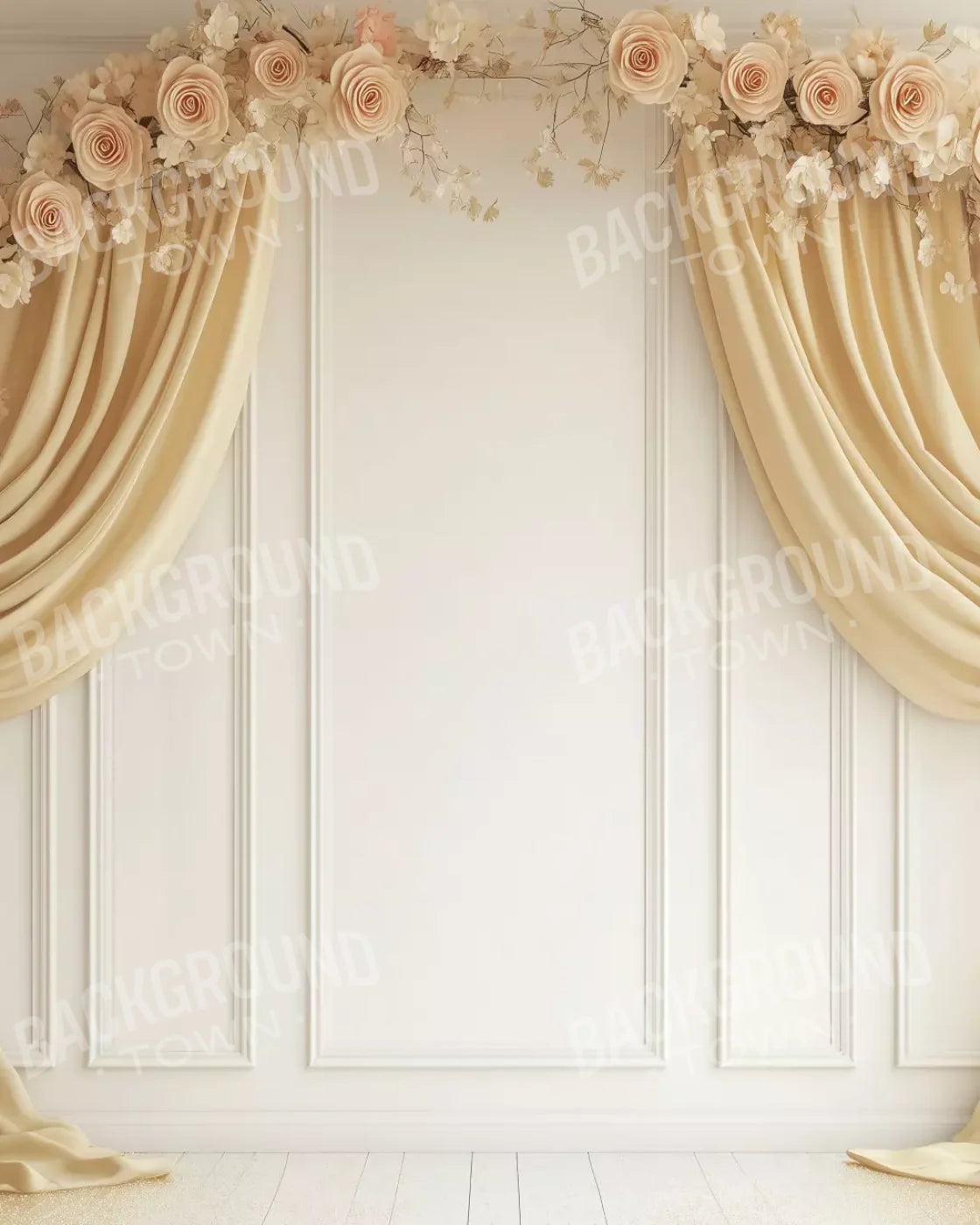 Beige Floral Arch Wall 8’x10’ Fleece (96 x 120 inch) Backdrop