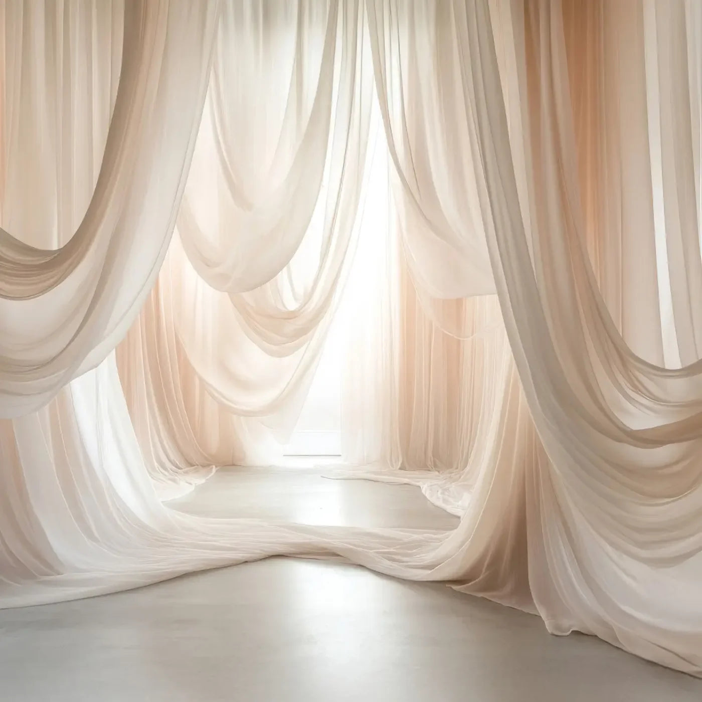 Beige Sheer Drapery 10’x10’ UltraCloth (120 x 120 inch) Backdrop
