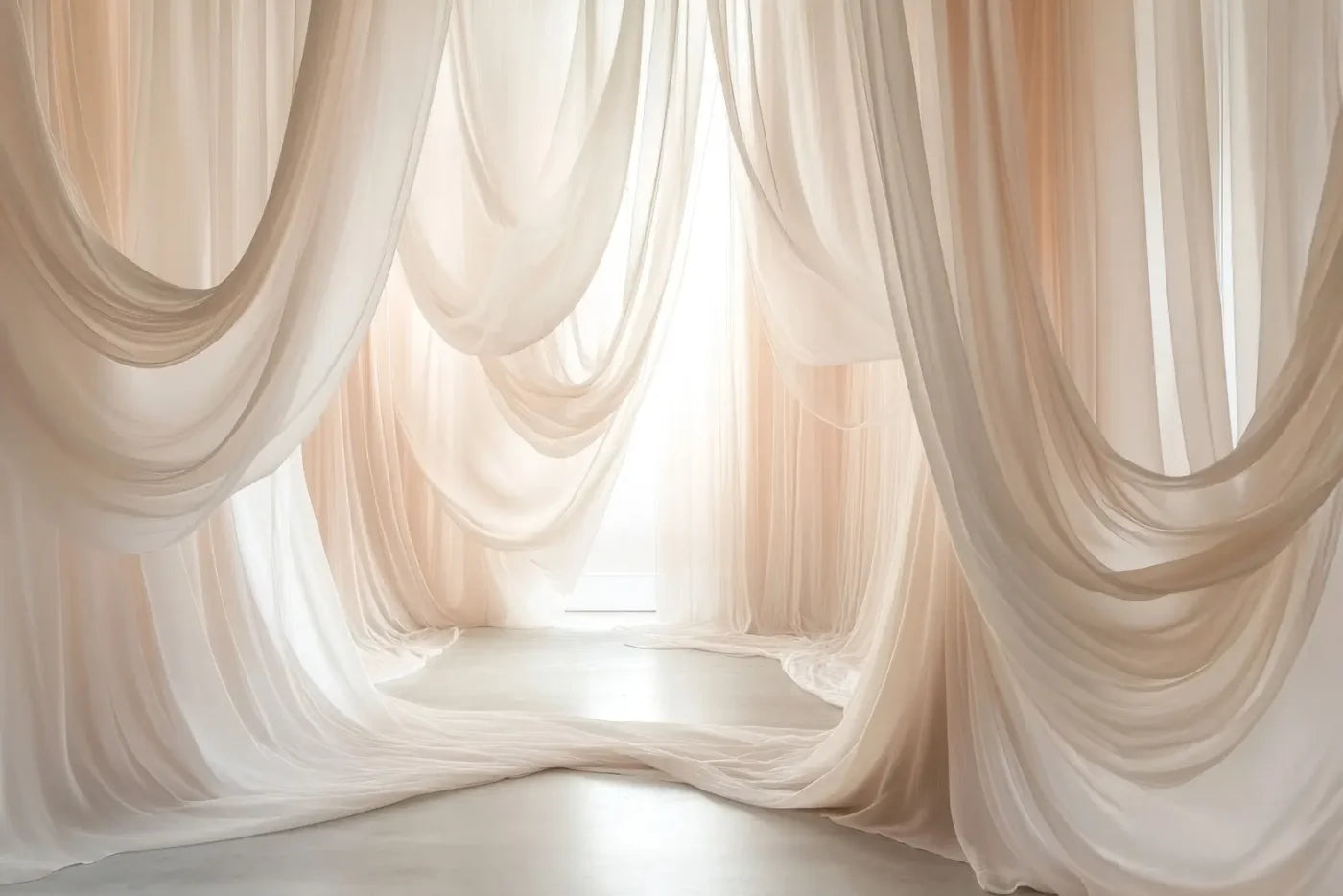 Beige Sheer Drapery 12’x8’ UltraCloth (144 x 96 inch) Backdrop
