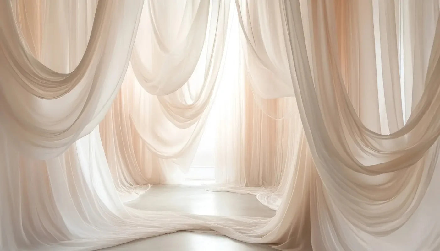 Beige Sheer Drapery 14’x8’ UltraCloth (168 x 96 inch) Backdrop