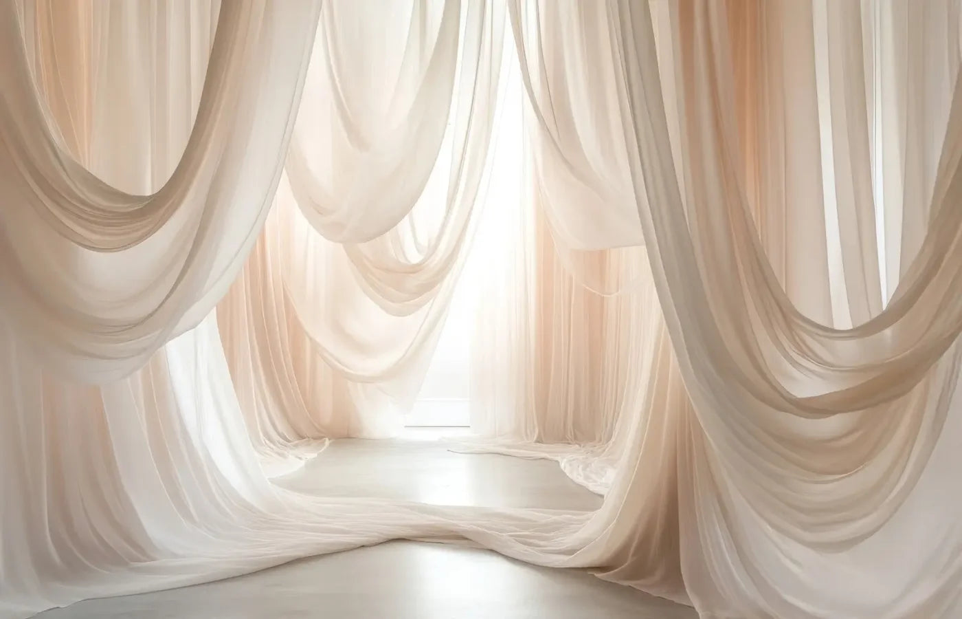 Beige Sheer Drapery 14’x9’ UltraCloth (168 x 108 inch) Backdrop