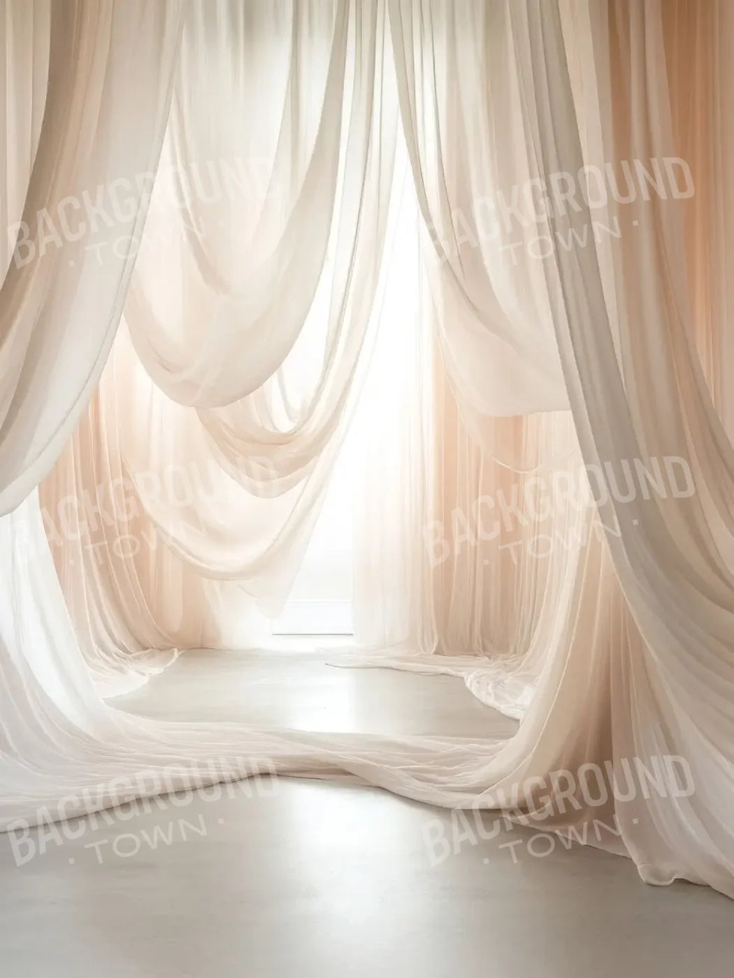Beige Sheer Drapery 5’x6’8 Fleece (60 x 80 inch) Backdrop