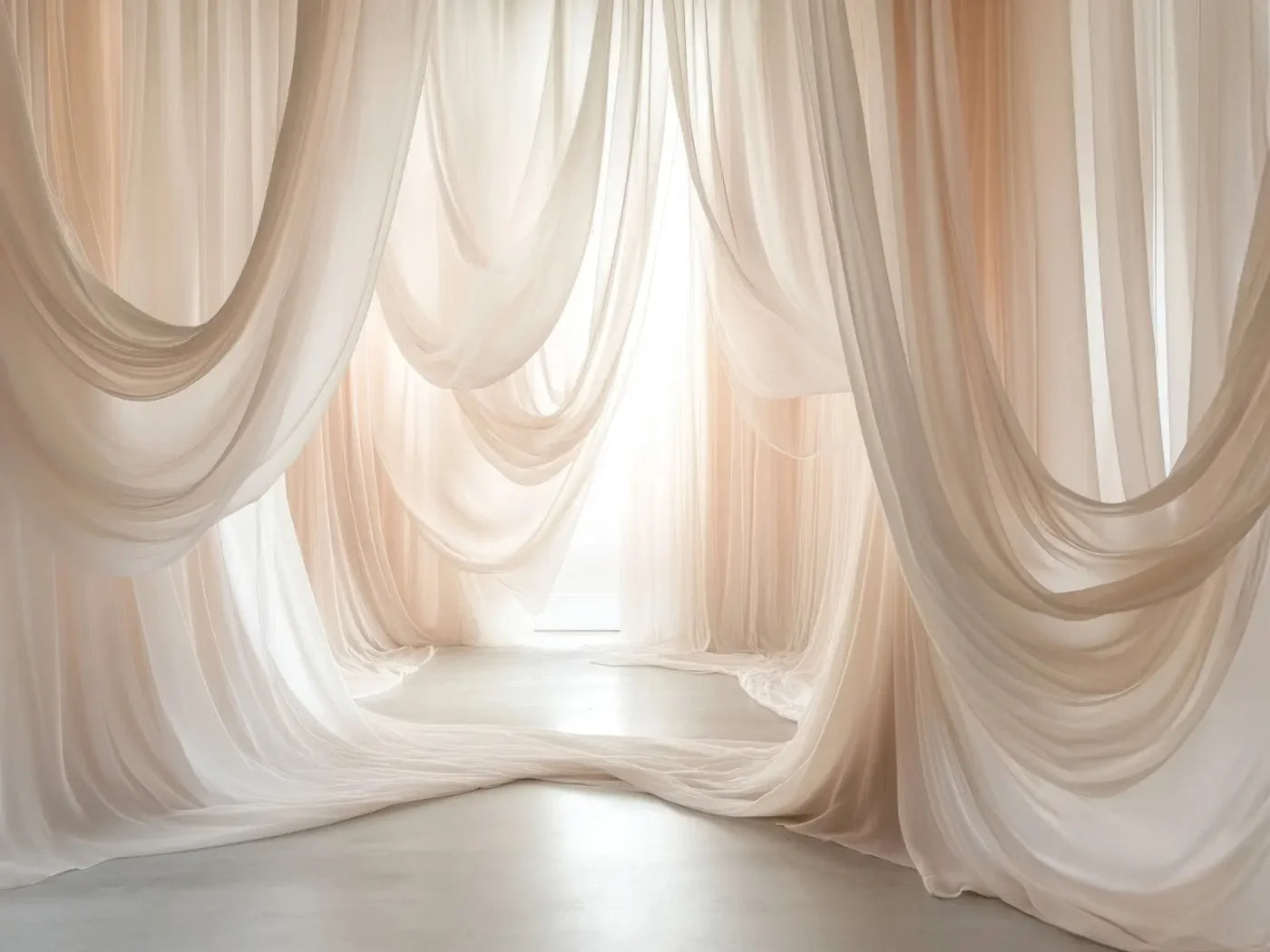 Beige Sheer Drapery 6’8x5’ Fleece (80 x 60 inch) Backdrop