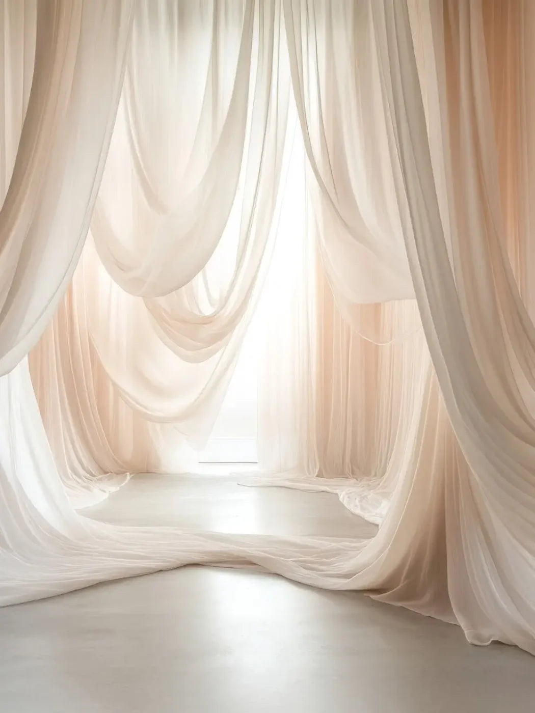 Beige Sheer Drapery 6’x8’ Fleece (72 x 96 inch) Backdrop