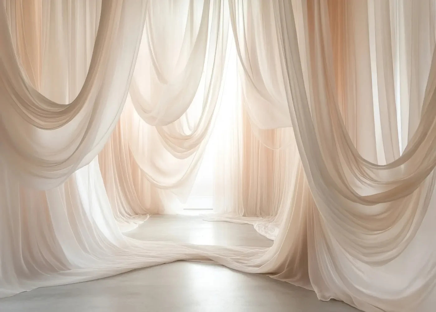 Beige Sheer Drapery 7’x5’ UltraCloth (84 x 60 inch) Backdrop