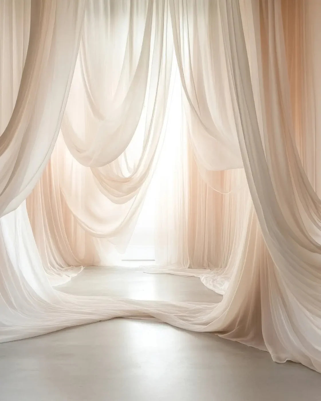 Beige Sheer Drapery 8’x10’ Fleece (96 x 120 inch) Backdrop