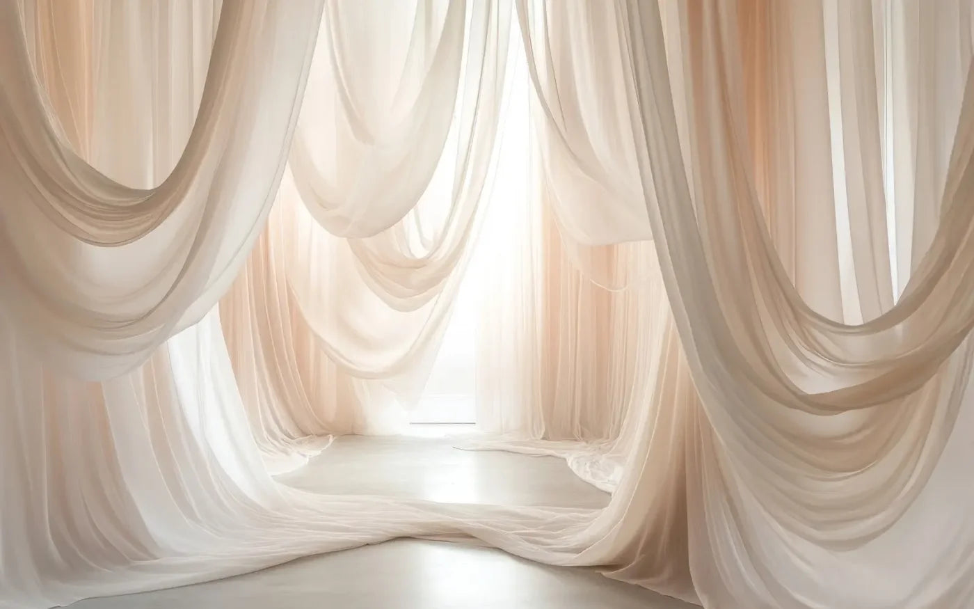 Beige Sheer Drapery 8’x5’ UltraCloth (96 x 60 inch) Backdrop