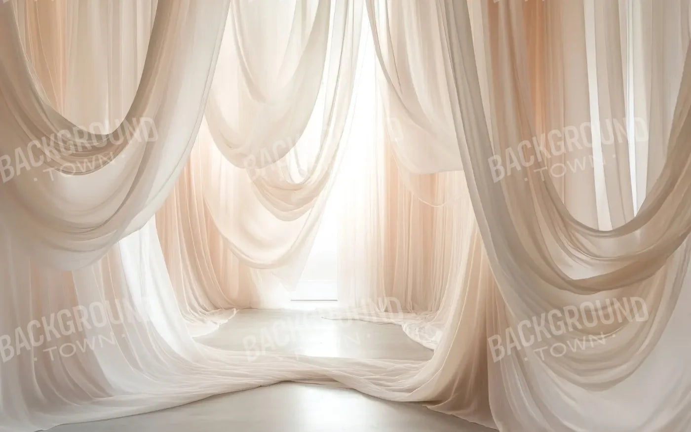 Beige Sheer Drapery 8’x5’ UltraCloth (96 x 60 inch) Backdrop