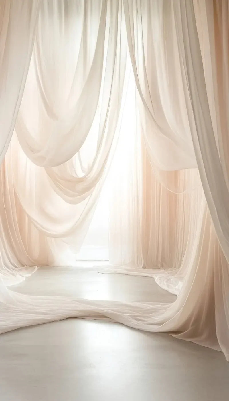 Beige Sheer Drapery 8’x14’ UltraCloth (96 x 168 inch) Backdrop