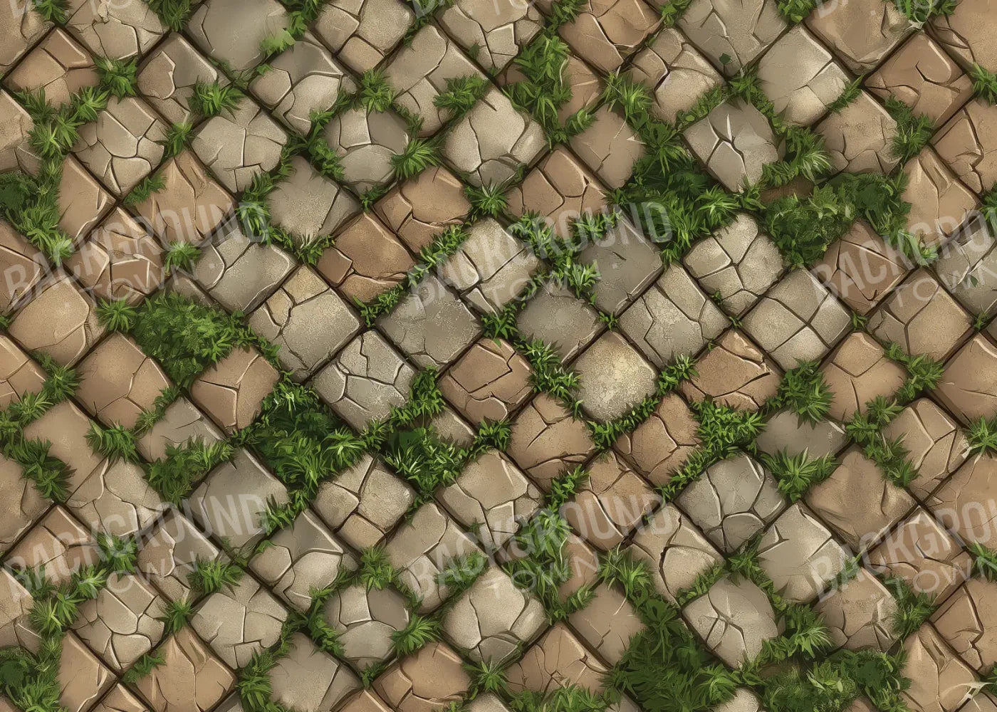 Big Square Cobblestones With Grass Rubbermat Floor 7’x5’ RubberMat Floor (84 x 60 inch) Backdrop