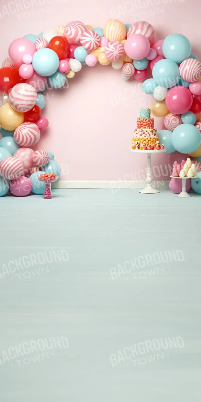 Birthday Swirl Balloon Arch Sweep 10’x20’ UltraCloth (120 x 240 inch) Backdrop