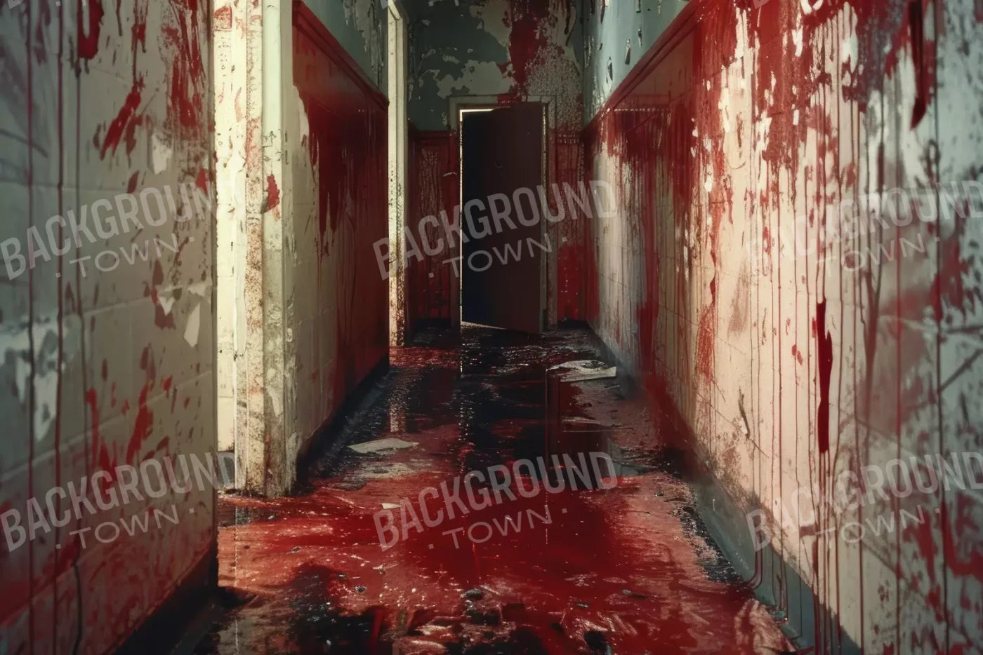 Bloody Institution Hallway Iii 12’X8’ Ultracloth (144 X 96 Inch) Backdrop