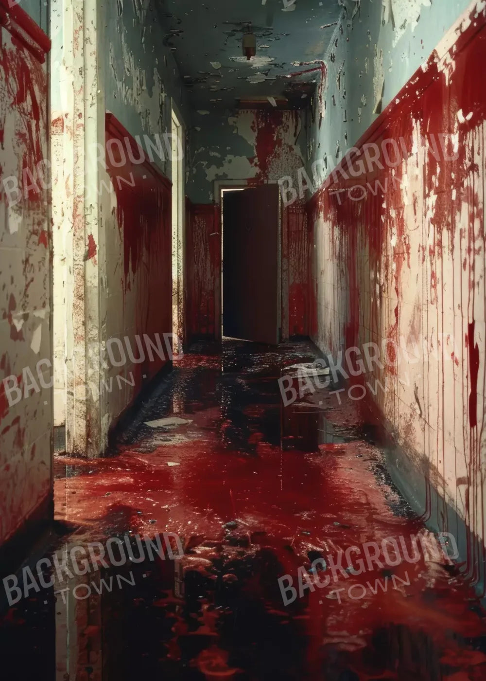 Bloody Institution Hallway Iii 5’X7’ Ultracloth (60 X 84 Inch) Backdrop