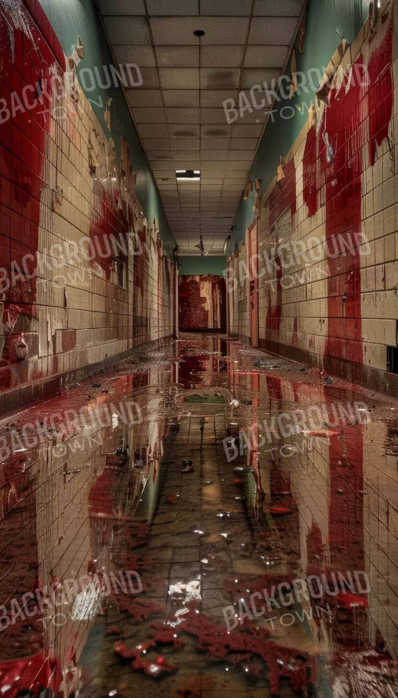 Bloody Institution Hallway V 8’X14’ Ultracloth (96 X 168 Inch) Backdrop