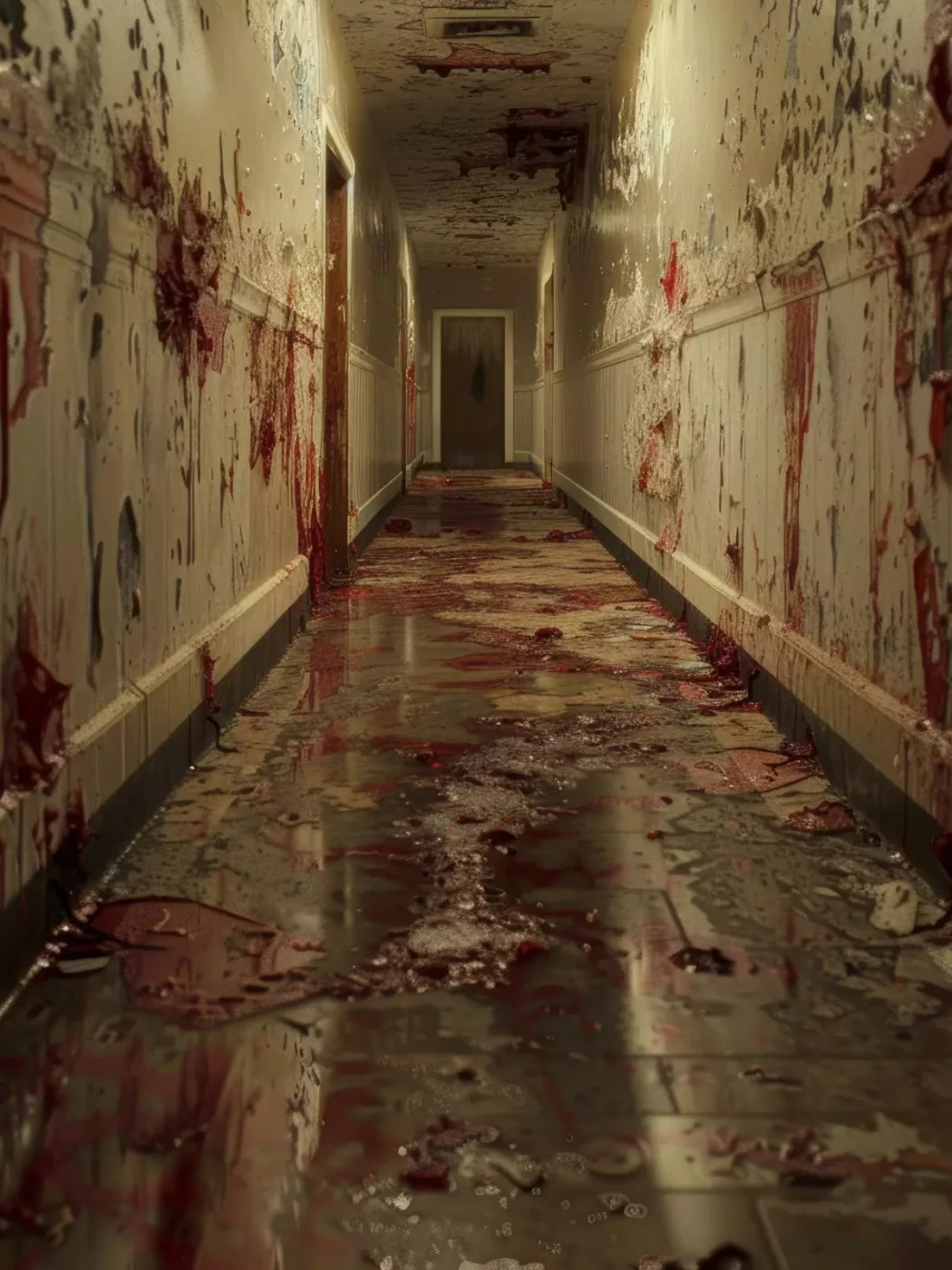 Bloody Institution Hallway Ii 6’X8’ Fleece (72 X 96 Inch) Backdrop