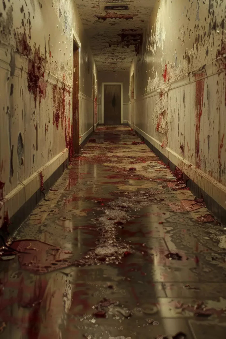 Bloody Institution Hallway Ii 8’X12’ Ultracloth (96 X 144 Inch) Backdrop