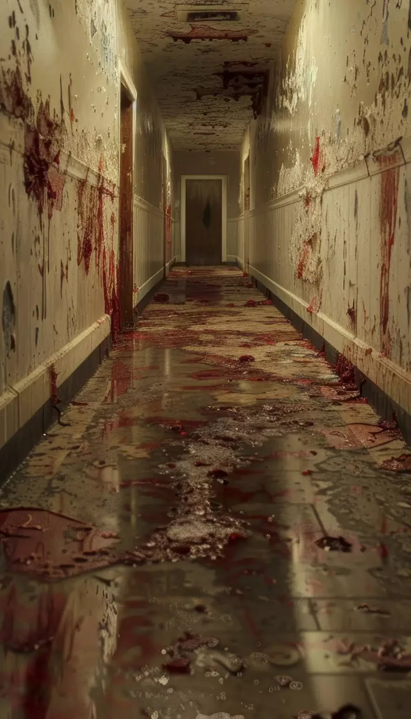 Bloody Institution Hallway Ii 8’X14’ Ultracloth (96 X 168 Inch) Backdrop