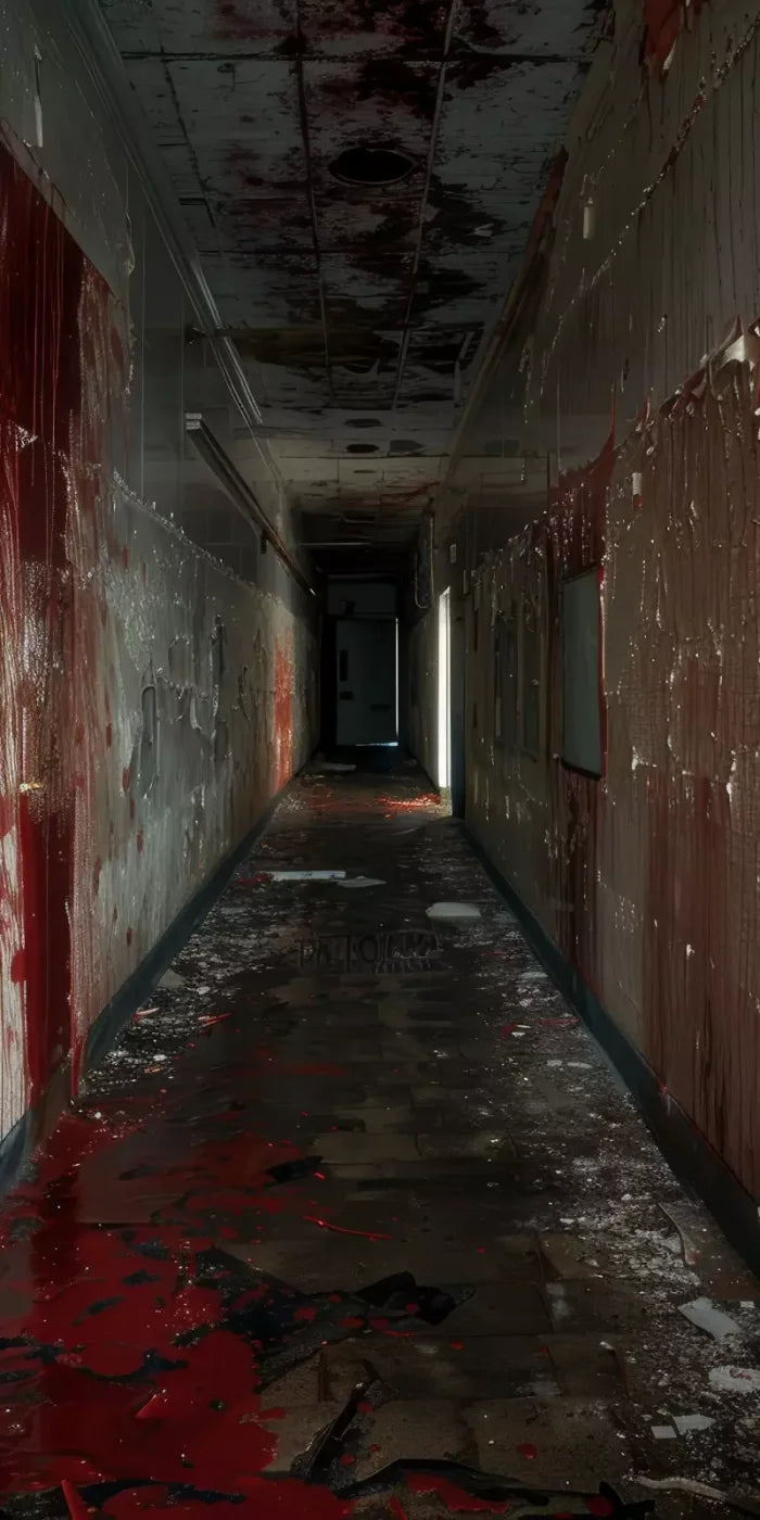 Bloody Institution Hallway Iv 10’X20’ Ultracloth (120 X 240 Inch) Backdrop