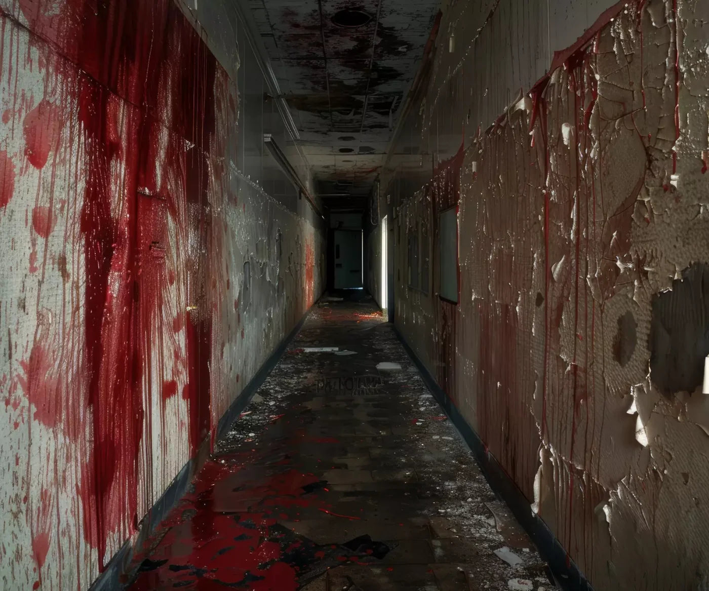 Bloody Institution Hallway Iv 12’X10’ Ultracloth (144 X 120 Inch) Backdrop