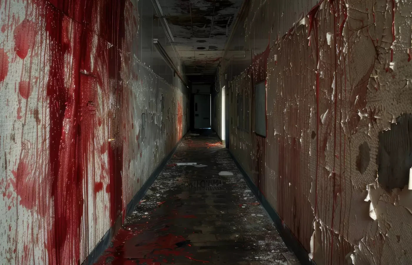 Bloody Institution Hallway Iv 14’X9’ Ultracloth (168 X 108 Inch) Backdrop