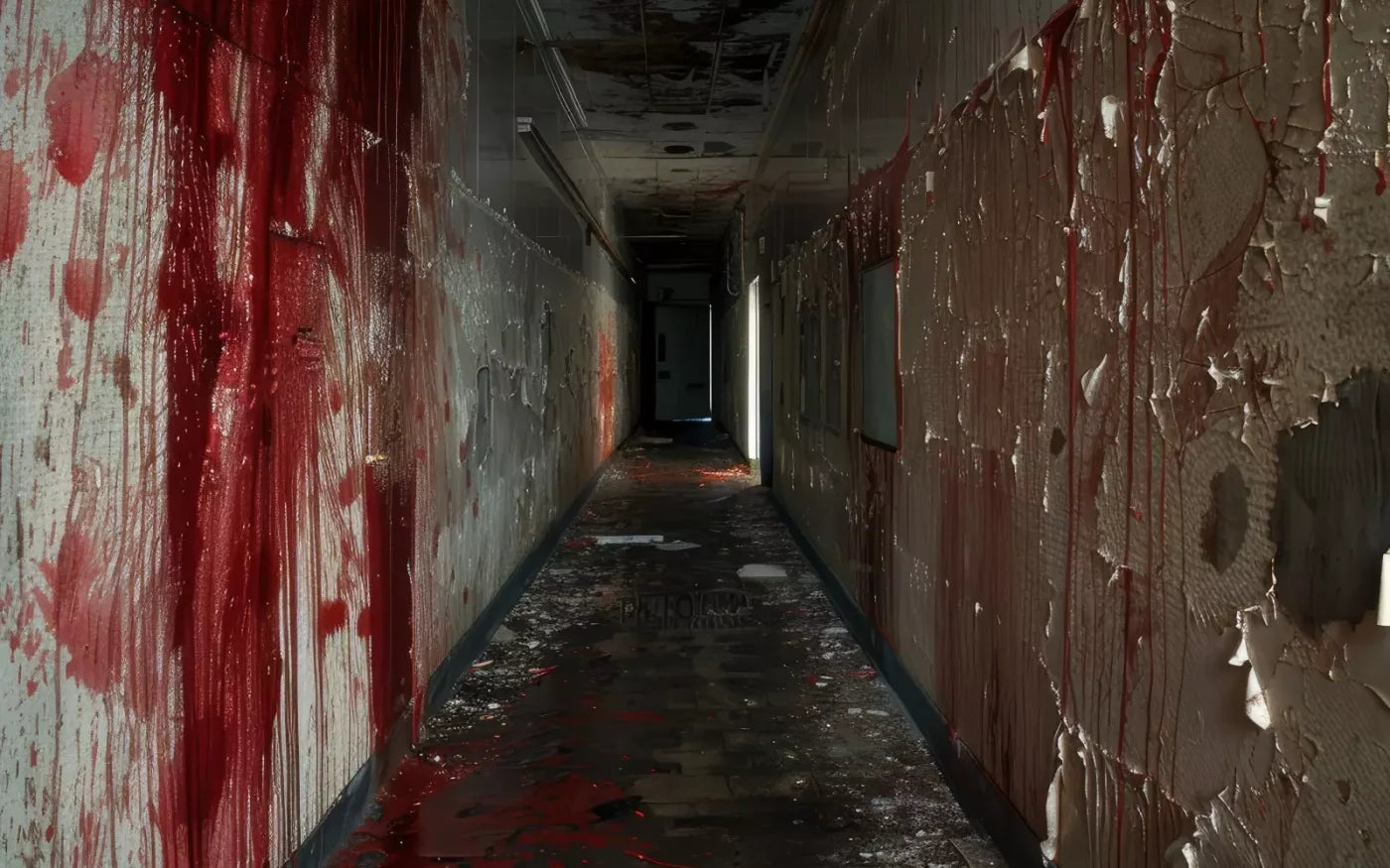 Bloody Institution Hallway Iv 16’X10’ Ultracloth (192 X 120 Inch) Backdrop