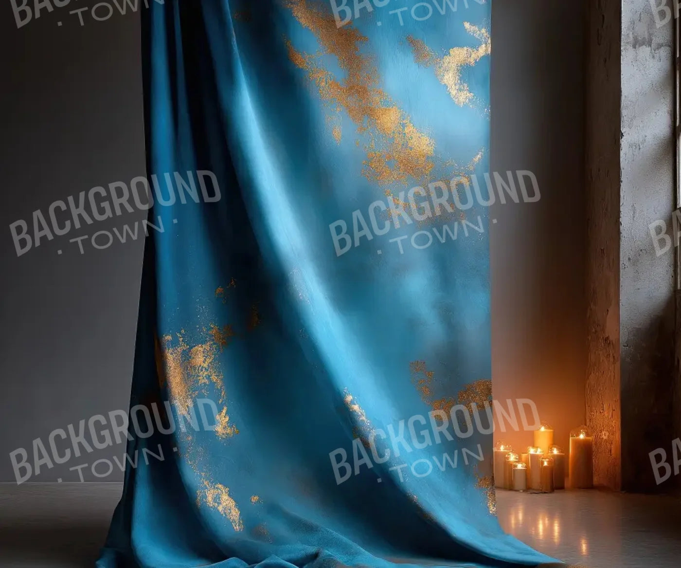 Blue And Gold Drape 12’x10’ UltraCloth (144 x 120 inch) Backdrop