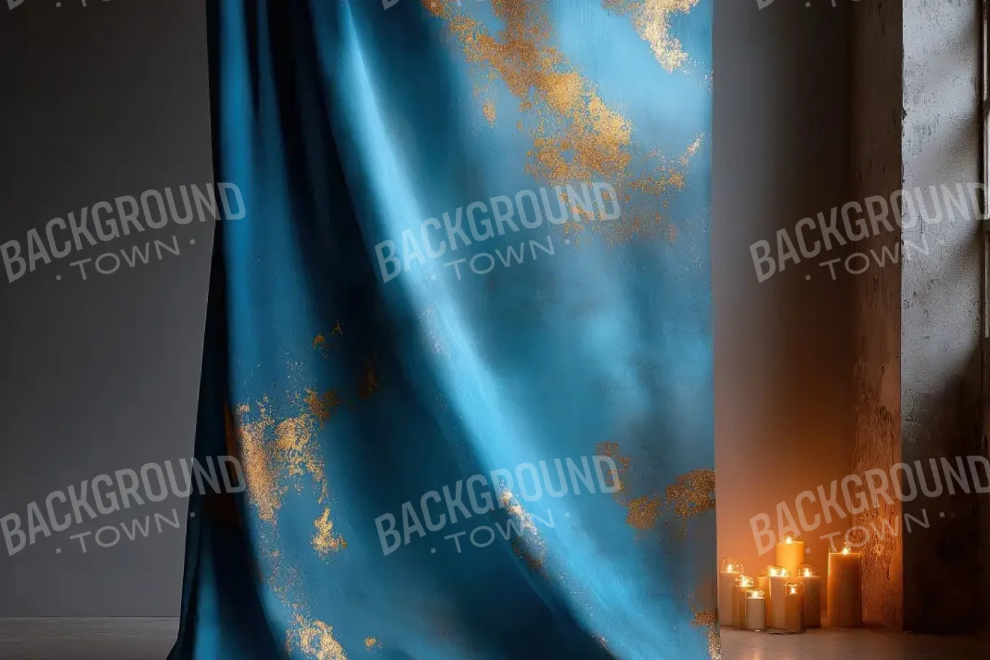 Blue And Gold Drape 12’x8’ UltraCloth (144 x 96 inch) Backdrop