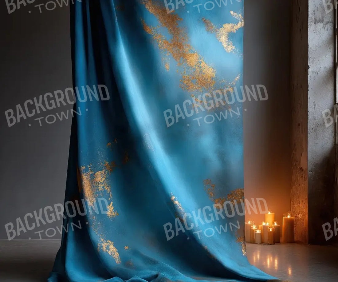 Blue And Gold Drape 5’x4’2 Fleece (60 x 50 inch) Backdrop
