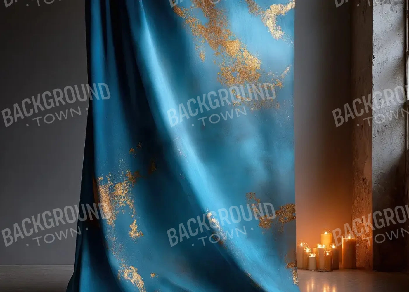 Blue And Gold Drape 7’x5’ UltraCloth (84 x 60 inch) Backdrop