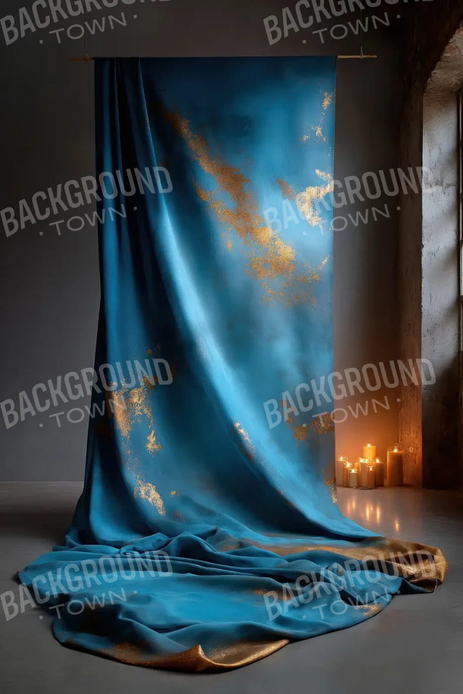 Blue And Gold Drape 8’x12’ UltraCloth (96 x 144 inch) Backdrop