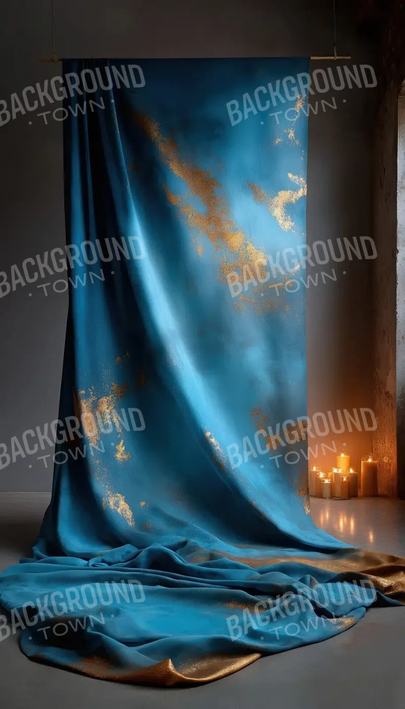 Blue And Gold Drape 8’x14’ UltraCloth (96 x 168 inch) Backdrop