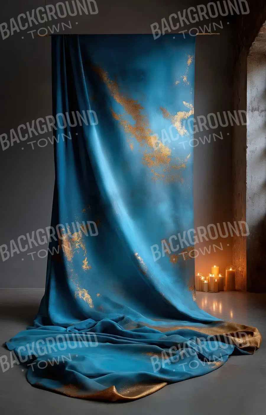 Blue And Gold Drape 9’x14’ UltraCloth (108 x 168 inch) Backdrop