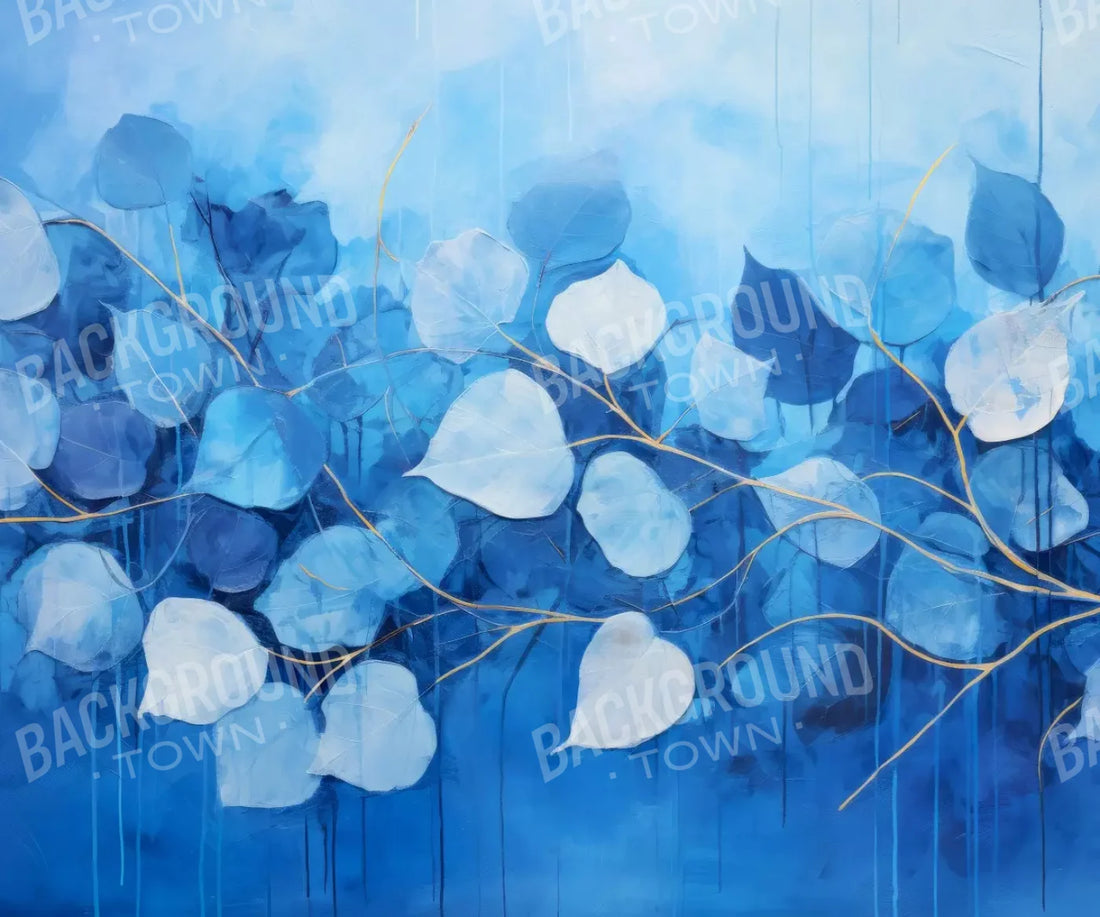 Blue Leaves 5’X4’2 Fleece (60 X 50 Inch) Backdrop