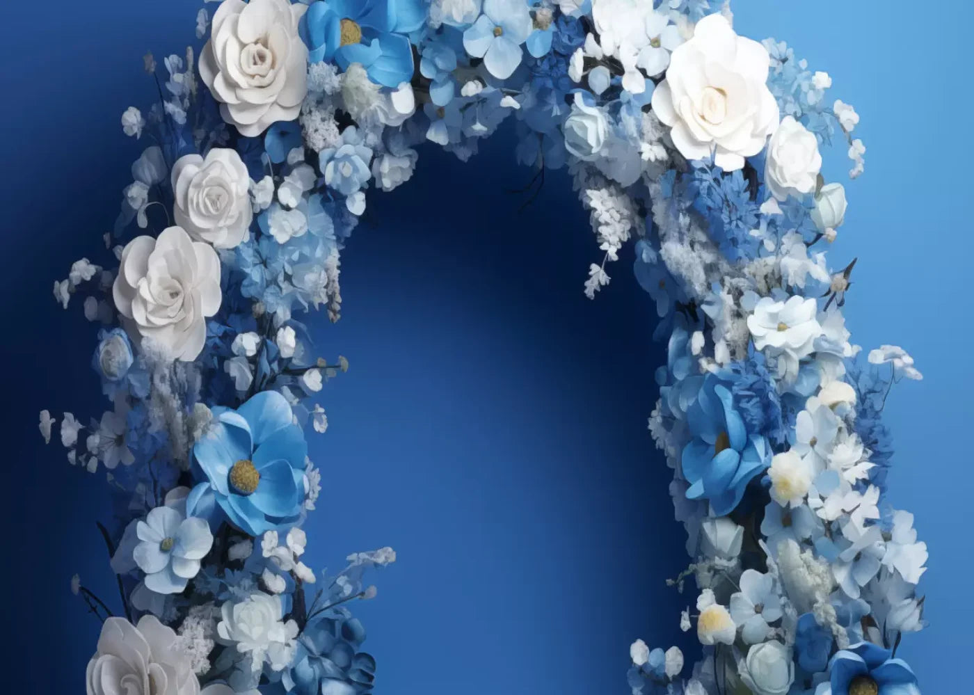 Blue Studio Floral Arch Backdrop