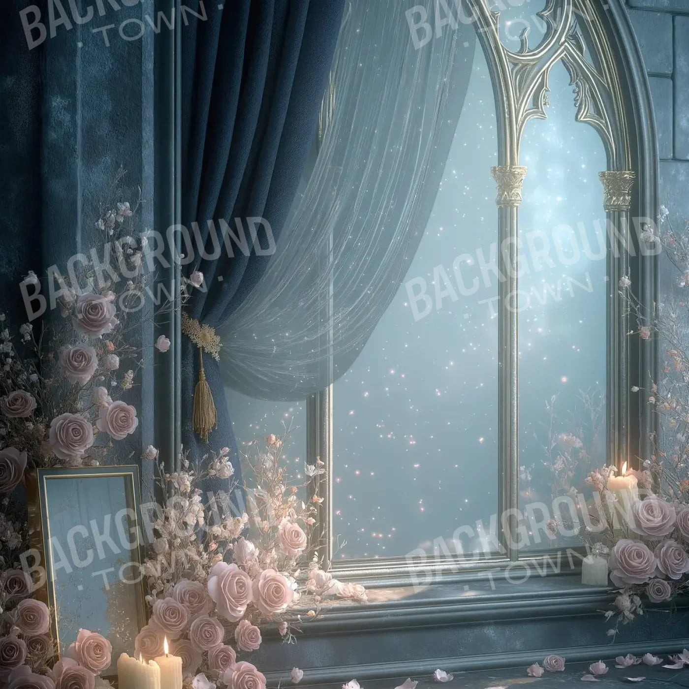 Blue Window 8’x8’ Fleece (96 x 96 inch) Backdrop