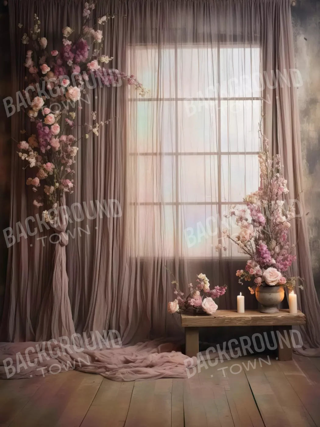 Lavender Blush Chiffon 5X68 Fleece ( 60 X 80 Inch ) Backdrop