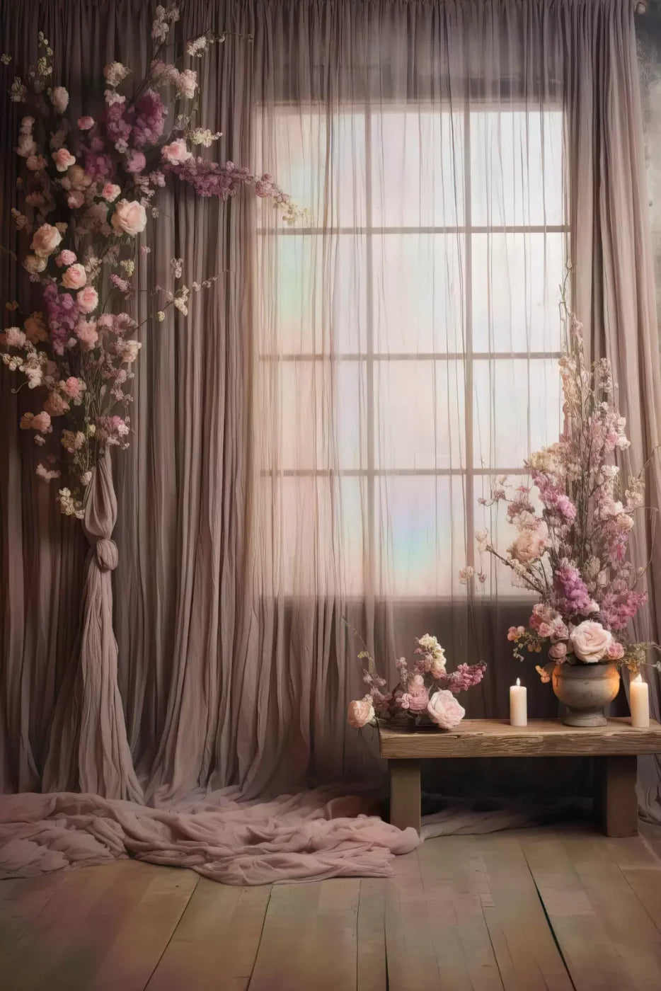 Lavender Blush Chiffon 5X8 Ultracloth ( 60 X 96 Inch ) Backdrop