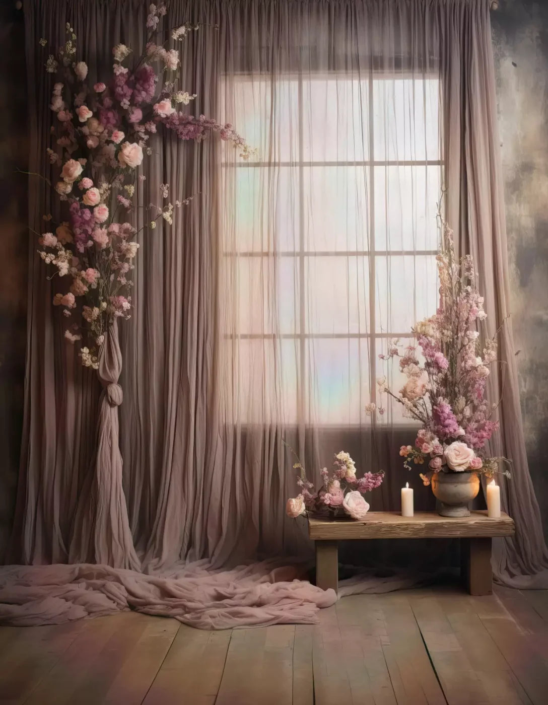 Lavender Blush Chiffon 6X8 Fleece ( 72 X 96 Inch ) Backdrop