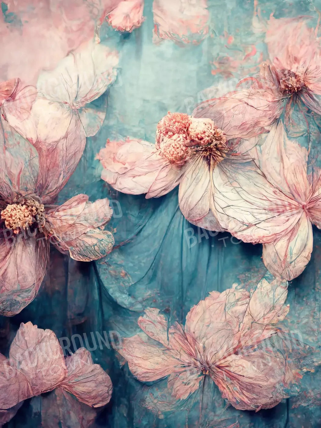 Blush Flowers 5X68 Fleece ( 60 X 80 Inch ) Backdrop