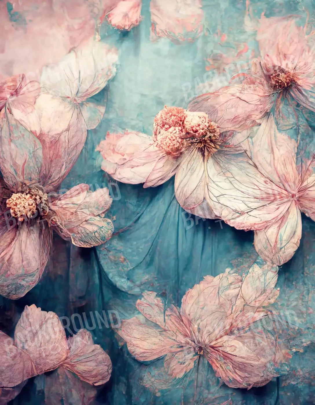 Blush Flowers 6X8 Fleece ( 72 X 96 Inch ) Backdrop