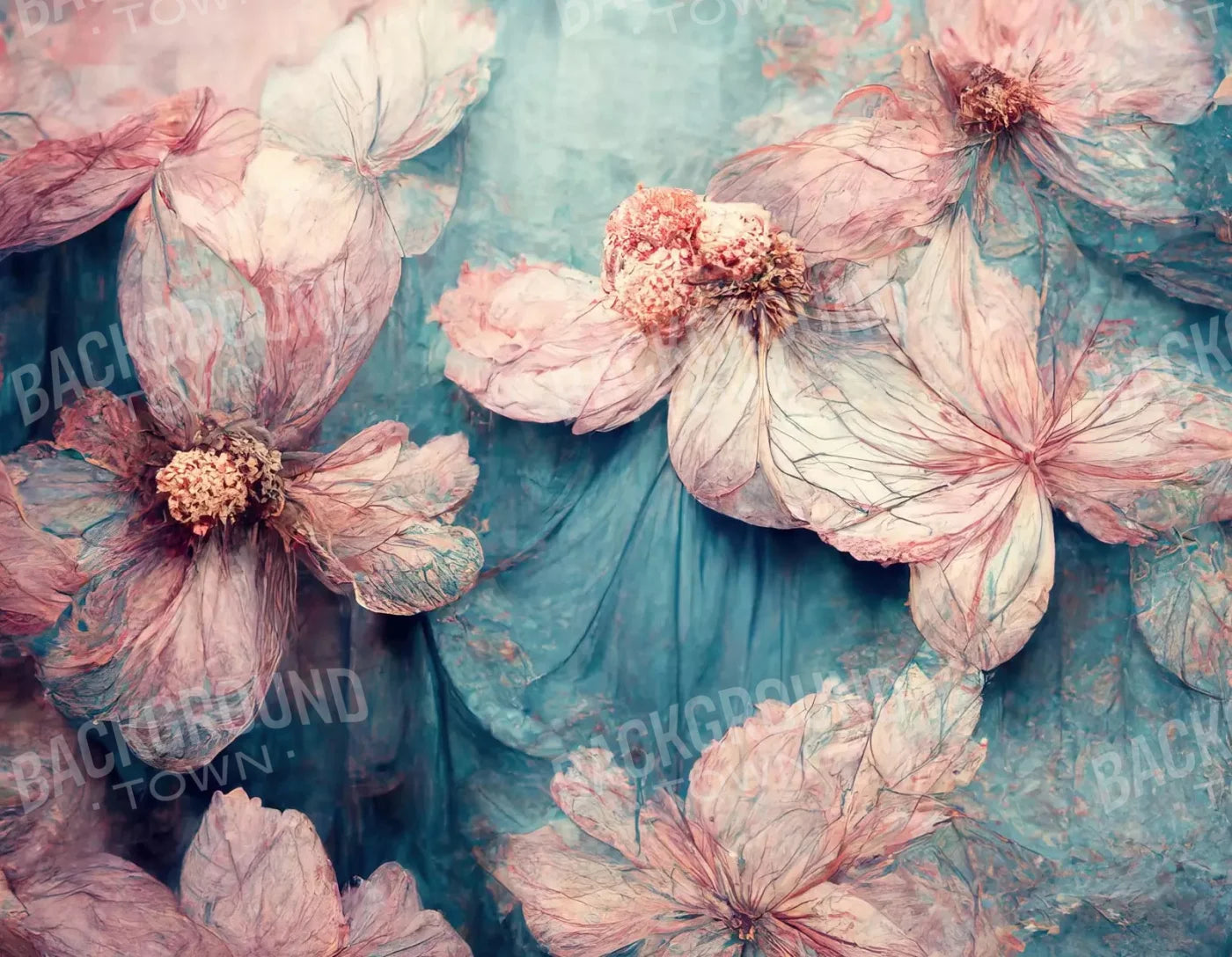 Blush Flowers 8X6 Fleece ( 96 X 72 Inch ) Backdrop