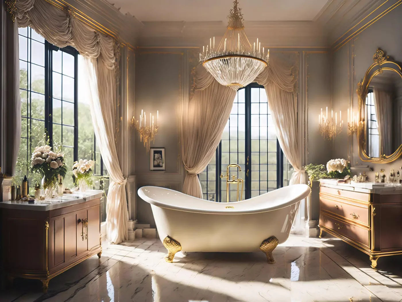 Boudoir Bath Iii 8’X6’ Fleece (96 X 72 Inch) Backdrop