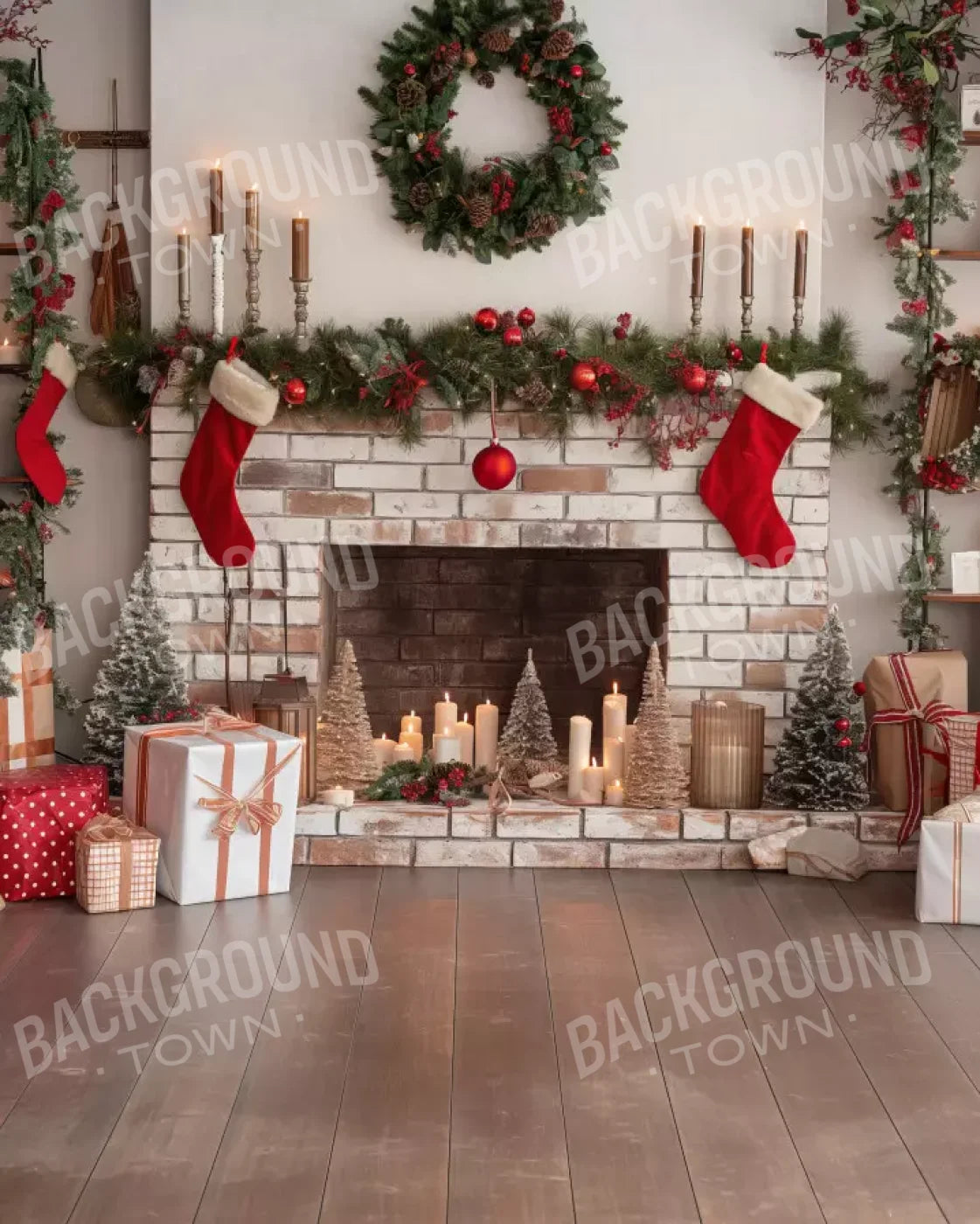 Bright Christmas Living 8’X10’ Fleece (96 X 120 Inch) Backdrop