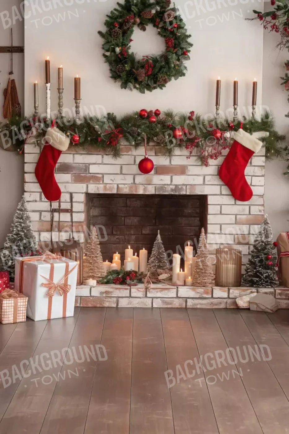 Bright Christmas Living 8’X12’ Ultracloth (96 X 144 Inch) Backdrop