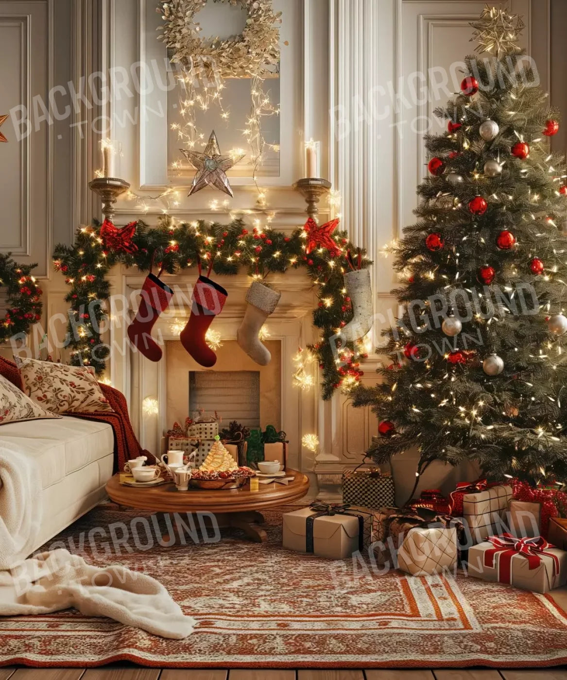 Beige , Red , Green Backdrop for Photography