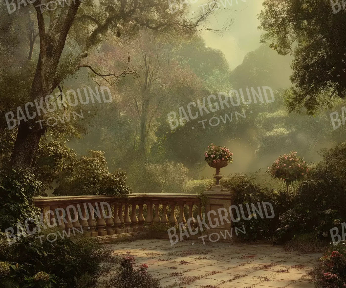 Bright Victorian Courtyard 12’X10’ Ultracloth (144 X 120 Inch) Backdrop