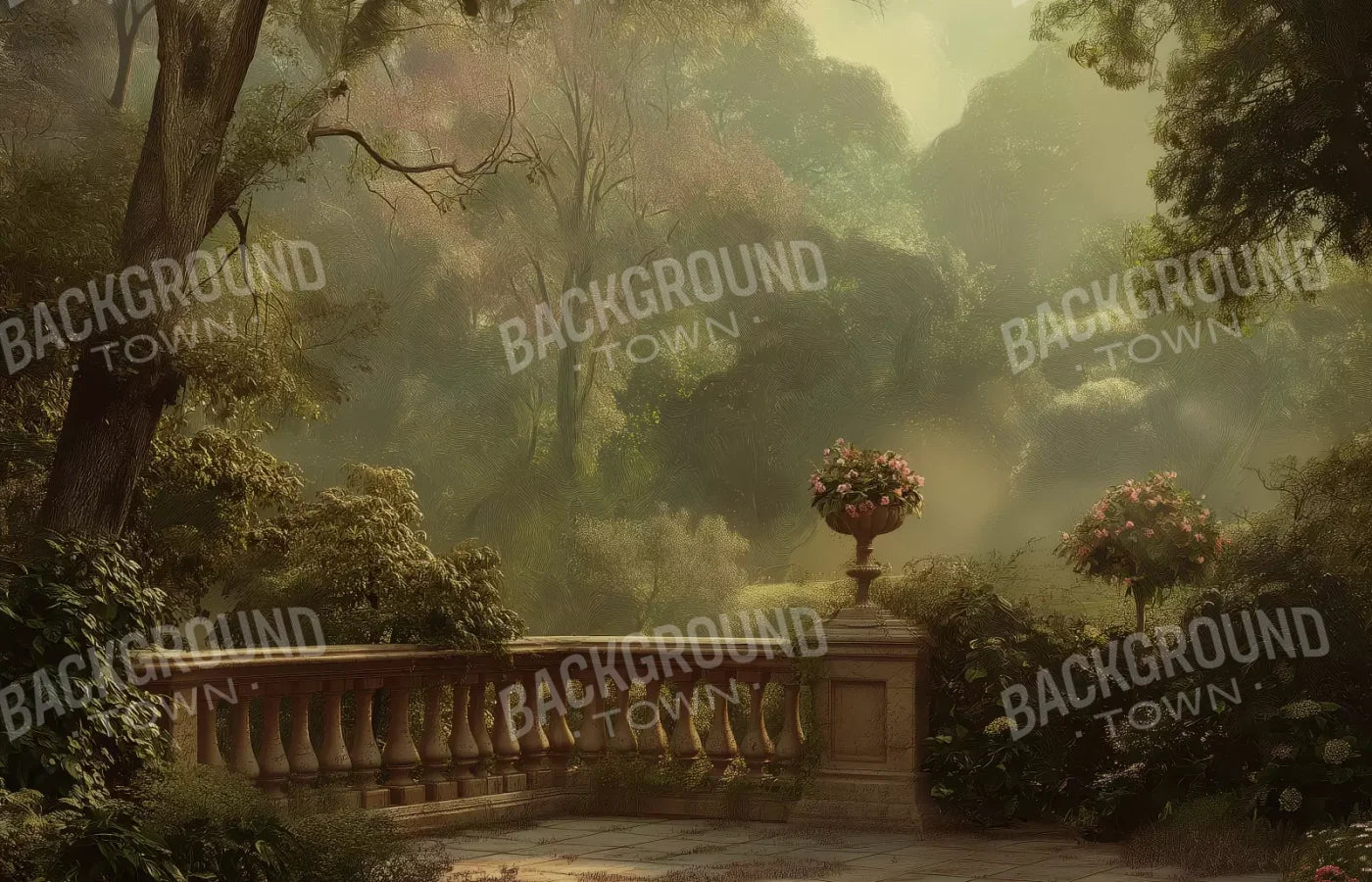 Bright Victorian Courtyard 14’X9’ Ultracloth (168 X 108 Inch) Backdrop