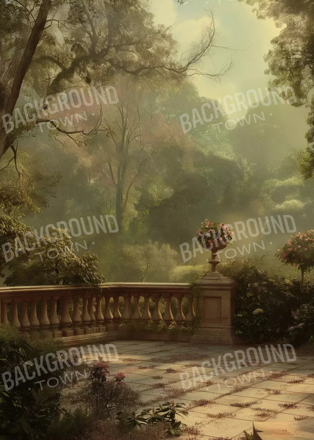 Bright Victorian Courtyard 5’X7’ Ultracloth (60 X 84 Inch) Backdrop